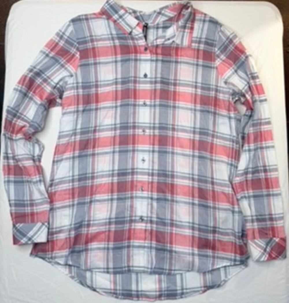 Kuhl Women Plaid Button Up Tech Shirt L Red Blue Utility Hiking Outdoors Active
